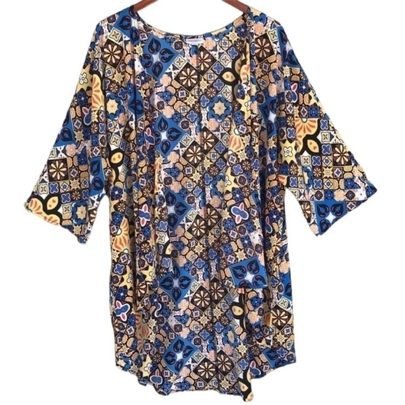 Lularoe Floral Print Lindsay Kimono Duster Open Top Cardigan - Picture 2 of 8